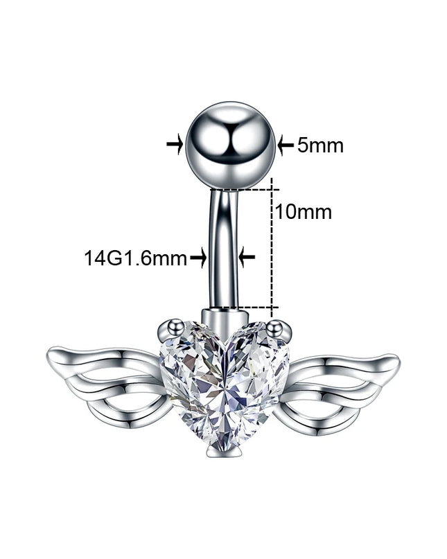 1PC Belly Button Piercing Crystal Ball Butterfly Navel Piercing Stainless Steel Belly Button Ring Cartilage Earring Jewelry