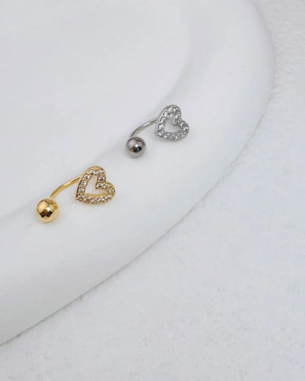 1Pc Zircon Heart-Shaped Nose Ring, 14K Gold Plated Stainless Steel Piercing Jewelry for Women Daily Wear Body Piercing Accessory