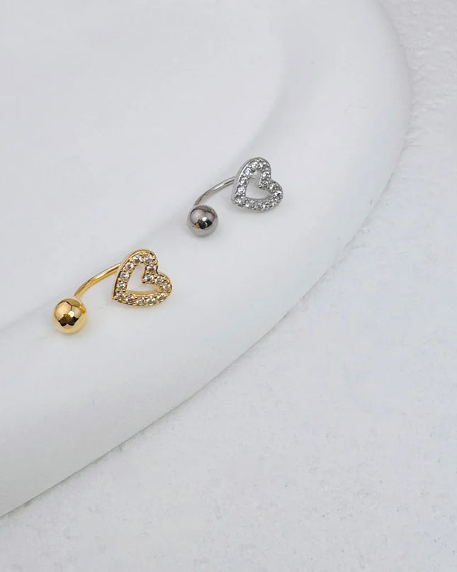 1Pc Zircon Heart-Shaped Nose Ring, 14K Gold Plated Stainless Steel Piercing Jewelry for Women Daily Wear Body Piercing Accessory