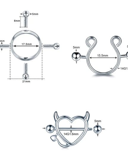 1Pair Stianless Steel Nipple Rings Piercing Jewelry Wholesale Women Sexy Clips Nipple Ring Clamps Pierced  Body Jewelry