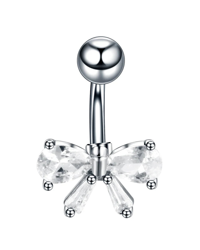 1PC Belly Button Piercing Crystal Ball Butterfly Navel Piercing Stainless Steel Belly Button Ring Cartilage Earring Jewelry
