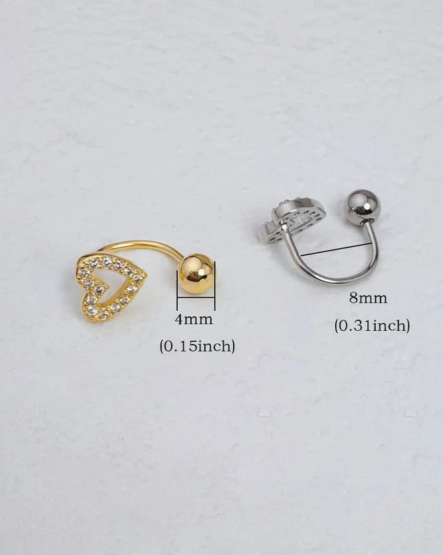 1Pc Zircon Heart-Shaped Nose Ring, 14K Gold Plated Stainless Steel Piercing Jewelry for Women Daily Wear Body Piercing Accessory