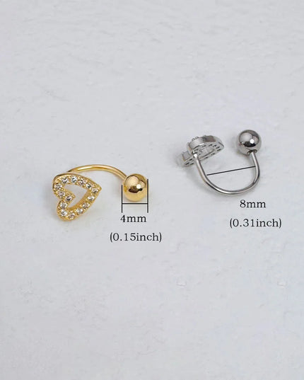 1Pc Zircon Heart-Shaped Nose Ring, 14K Gold Plated Stainless Steel Piercing Jewelry for Women Daily Wear Body Piercing Accessory