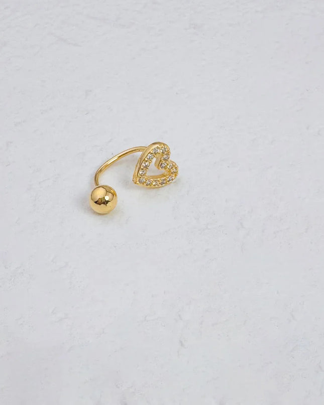 1Pc Zircon Heart-Shaped Nose Ring, 14K Gold Plated Stainless Steel Piercing Jewelry for Women Daily Wear Body Piercing Accessory
