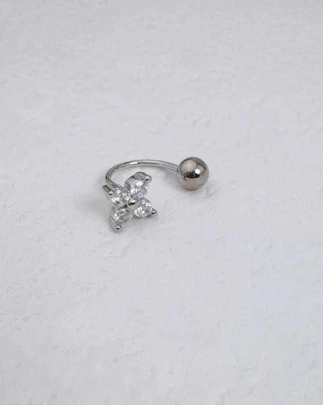 1Pc Zircon Flower-Shaped Nose Ring,14K Gold Plated Stainless Steel Piercing Jewelry for Women Daily Wear Body Piercing Accessory