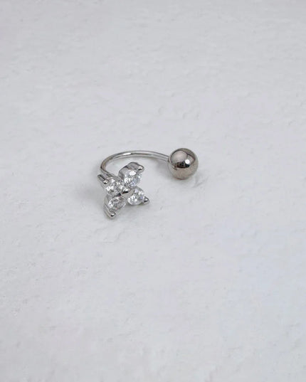 1Pc Zircon Flower-Shaped Nose Ring,14K Gold Plated Stainless Steel Piercing Jewelry for Women Daily Wear Body Piercing Accessory