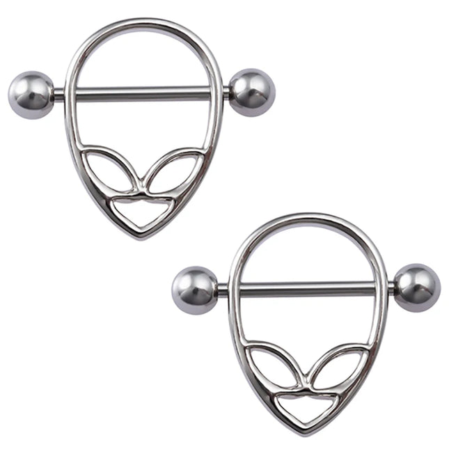 2pcs Stainless Steel Nipple Ring Piercing Barbell Shield Bar 14G Nipple Cover Adult Game for Women Sexy Breast Body Jewelry Gift