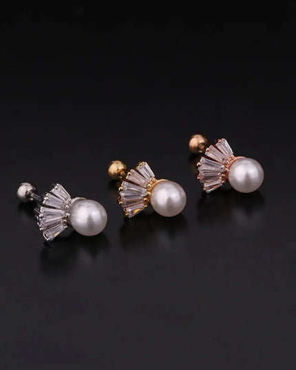 Cz EarTragus Cartilage Piercing Crystal Flower Skull Heart Pearl Earrings Barbell Piercing Orelha Ear Stud Helix Sexy Jewelry