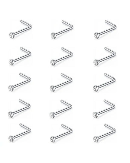 12/24/36Pcs L Shape Nose Ring Curve Pack Crystal Straight Nose Ring Set Nose Stud Lot Piercing Nariz Cuff Nase Pircing Nose Clip
