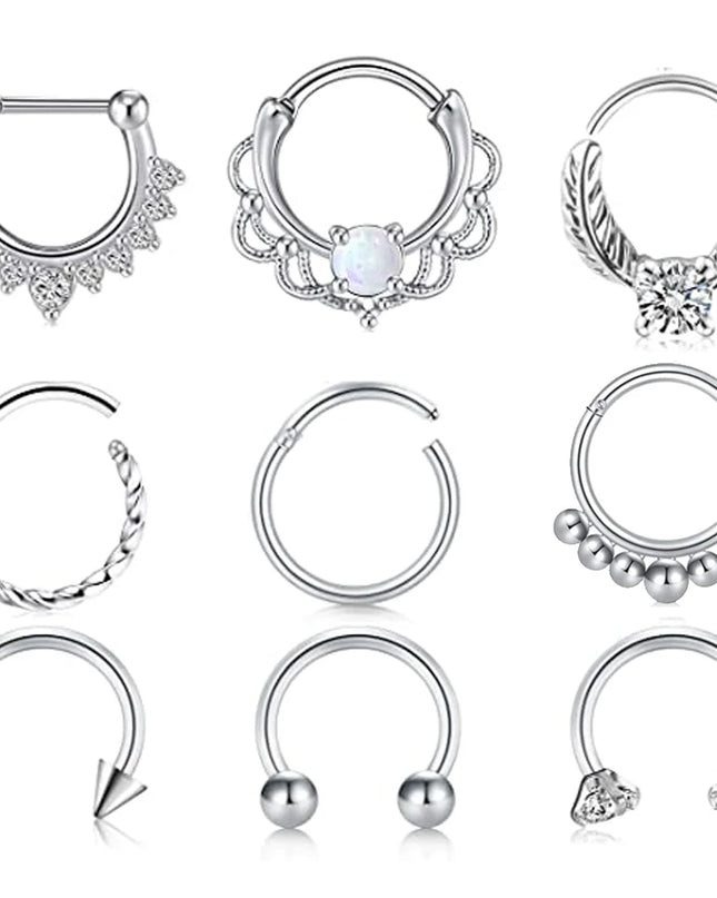 WKOUD 1Pcs Septum Rings Hoop Nose Ring Horseshoe Stainless Steel Cartilage Earrings Hoop Helix Tragus Septum Piercing Jewerly