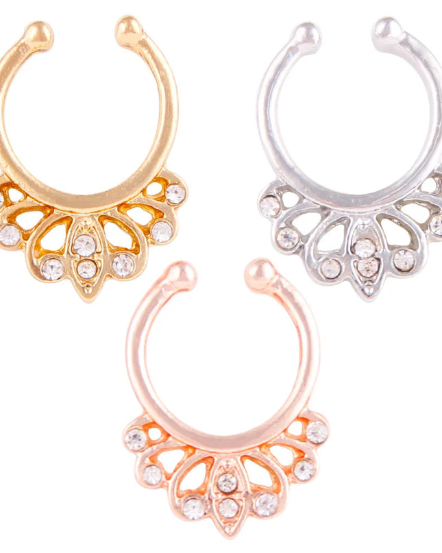 1PCS Stainless Steel Fake Nose Ring Clip On Septum Piercing Faux Hoop Indian Nose Ring Pircing Nariz Punk Body Piercing Jewelry