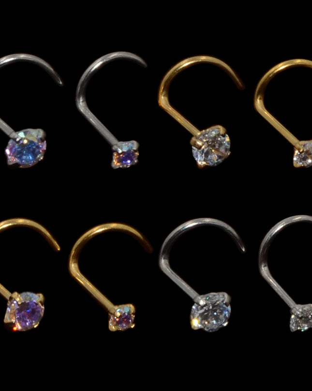 1pcs Stainless Steel Zircon Nose Stud Steptum Ring Nose Studs Hooks Bar Pin Nose Rings Earring Women Body Piercing Jewellery