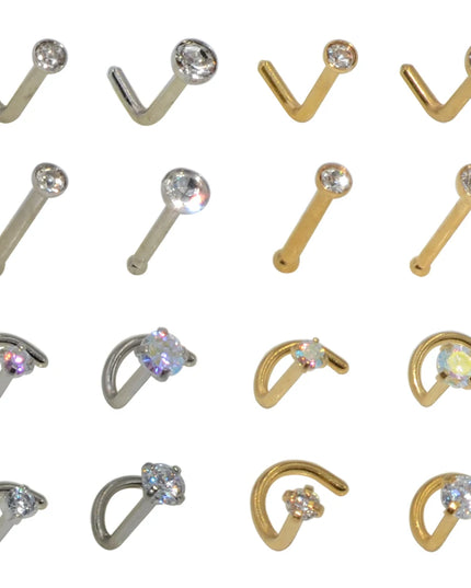 1pcs Stainless Steel Zircon Nose Stud Steptum Ring Nose Studs Hooks Bar Pin Nose Rings Earring Women Body Piercing Jewellery