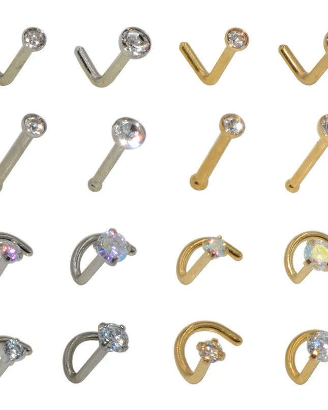1pcs Stainless Steel Zircon Nose Stud Steptum Ring Nose Studs Hooks Bar Pin Nose Rings Earring Women Body Piercing Jewellery