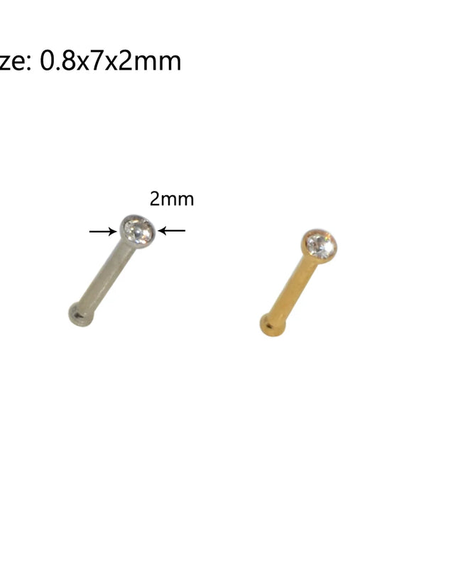 1pcs Stainless Steel Zircon Nose Stud Steptum Ring Nose Studs Hooks Bar Pin Nose Rings Earring Women Body Piercing Jewellery