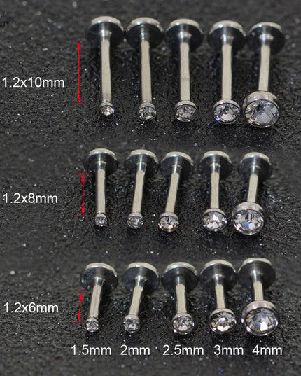 5 Pcs/Lot 1.5~4mm Gem 16G 6/8/10mm Bar Nose Ring Stud Helix Piercing Oreja Labret Lip Ring Ear Piercing Tragus Earrings Jewelry