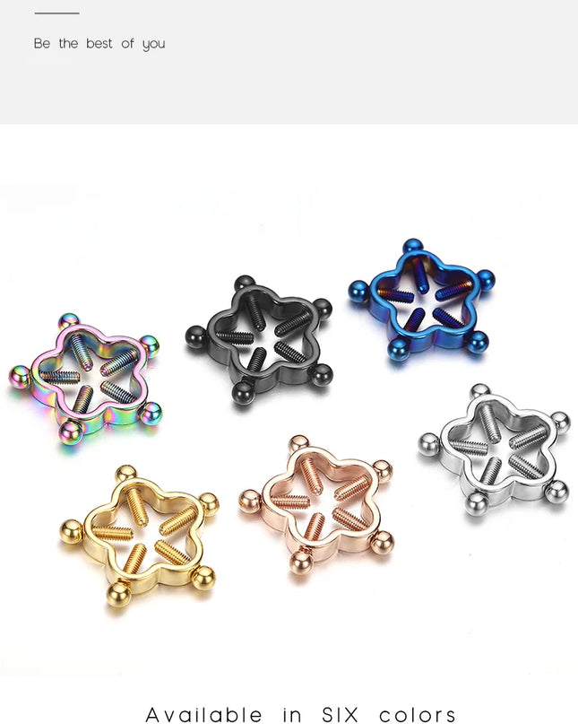 Fake Nipple Piercing Jewelry Screw Nipple Ring Clamps Stainless Steel Women Bra Breast Round Shield Body Jewelry 1 PC