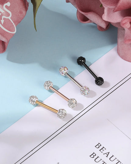 ZS 2PCS Stainless Steel Nipple Piercing Bar For Women 14G Crystal Heart Nipple Shield Ring Horseshoe Barbell Sexy Nipple Jewelry