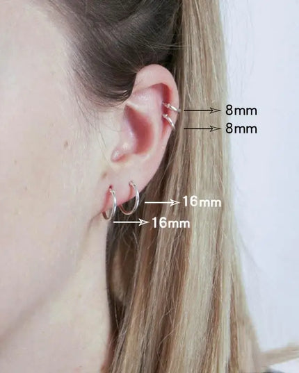1 pair Women/Man Stainless Steel Small Hoops Earring Piercing Ear Cartilage Tragus Simple Thin Circle Anti-allergic Ear Buckle
