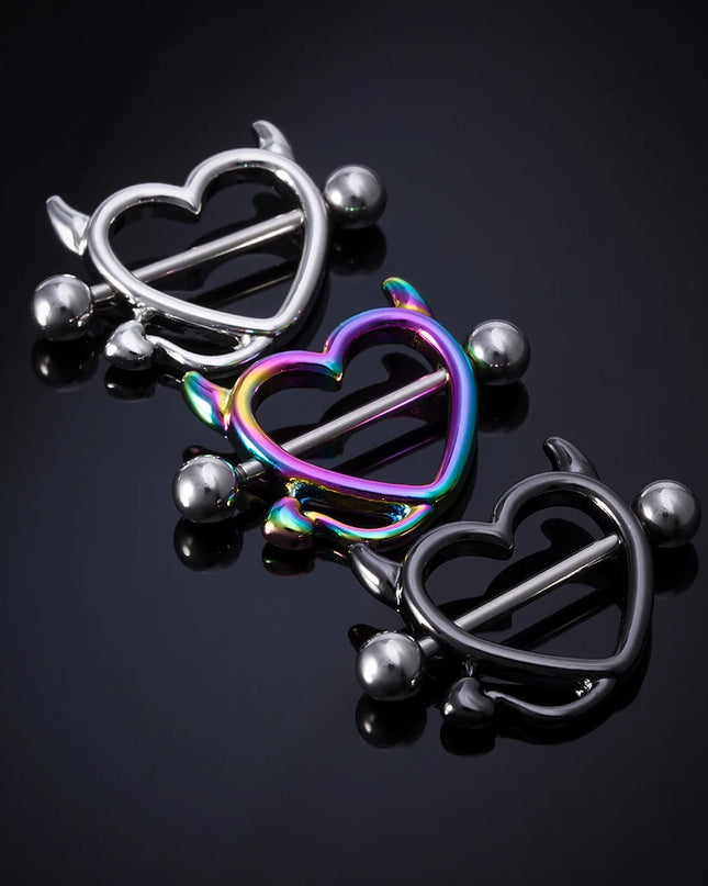 1 Pair 14G Stainless steel Breast Piercing Jewelry Heart Nipple Piercing Bar Nipple Rings Shield Cover Barbell Sexy Piercings