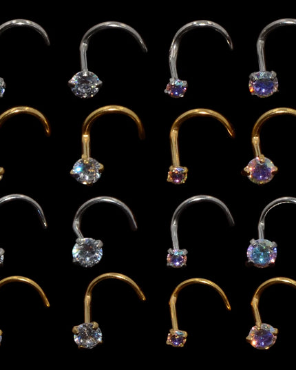1pcs Stainless Steel Zircon Nose Stud Steptum Ring Nose Studs Hooks Bar Pin Nose Rings Earring Women Body Piercing Jewellery