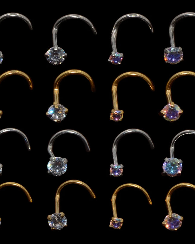 1pcs Stainless Steel Zircon Nose Stud Steptum Ring Nose Studs Hooks Bar Pin Nose Rings Earring Women Body Piercing Jewellery