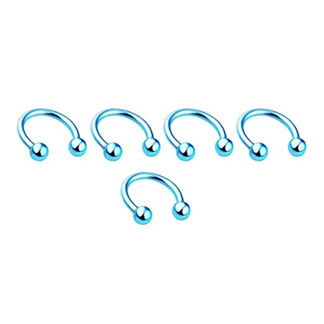 5pcs Stainless Steel Nose Hoop Ring Septum Rings Lip Studs Nostril Earrings Circular Tragus Ear Piercing Horseshoe Body Jewelry