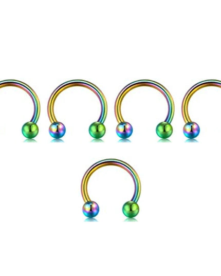 5pcs Stainless Steel Nose Hoop Ring Septum Rings Lip Studs Nostril Earrings Circular Tragus Ear Piercing Horseshoe Body Jewelry