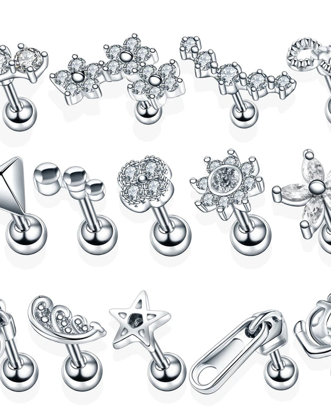 1PC Steel Ear Tragus Cartilage Piercing Crystal Flower Conch Lobe Earrings Barbell Piercing Orelha Ear Stud Helix Sexy Jewelry