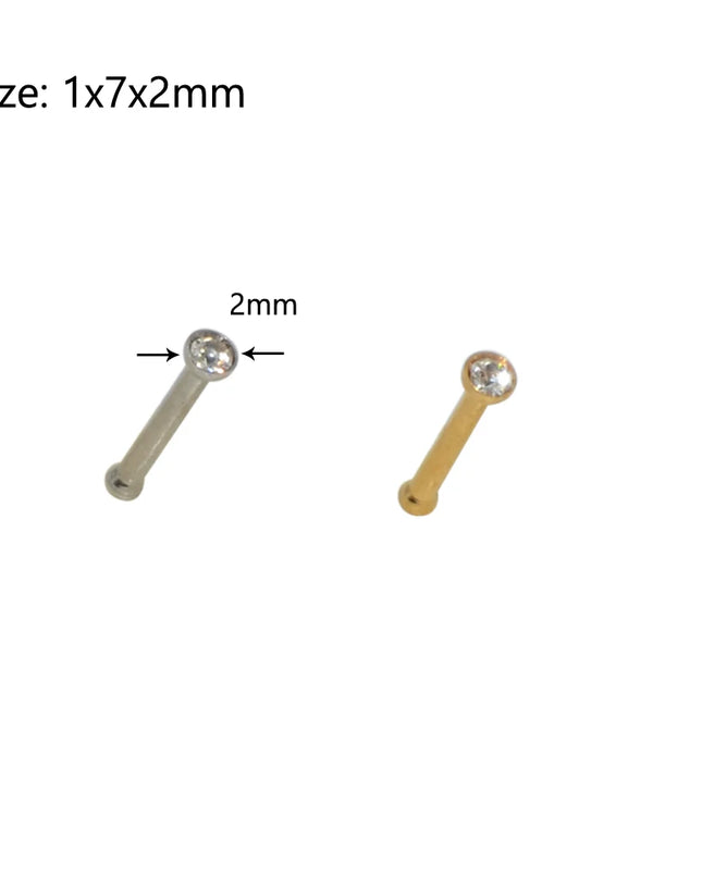 1pcs Stainless Steel Zircon Nose Stud Steptum Ring Nose Studs Hooks Bar Pin Nose Rings Earring Women Body Piercing Jewellery