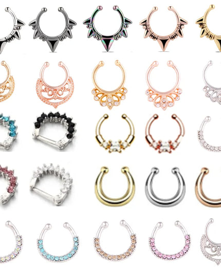 1PCS Stainless Steel Fake Nose Ring Clip On Septum Piercing Faux Hoop Indian Nose Ring Pircing Nariz Punk Body Piercing Jewelry