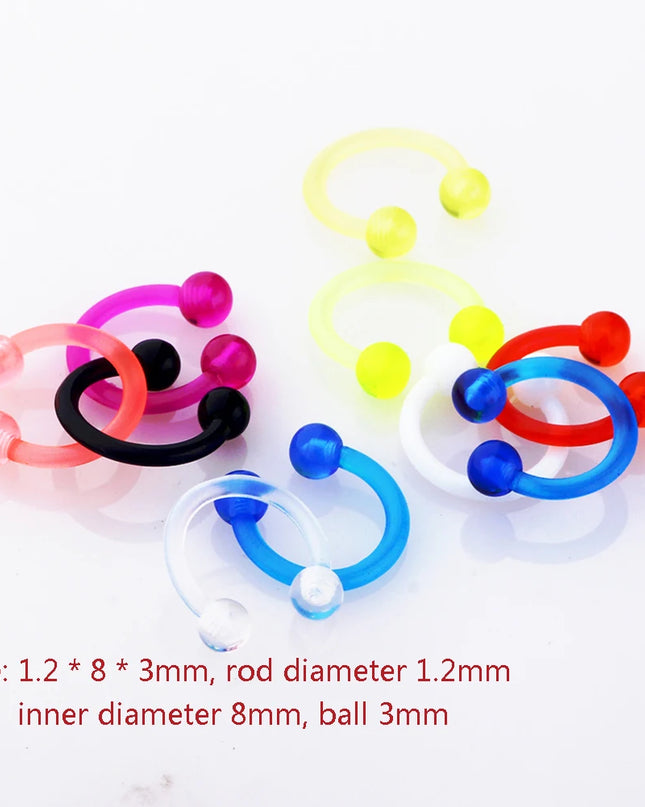 1PCS Colorful Ball Horseshoe Circular Septum Nose Ring Acrylic Nipple Hoops Nose Septum Lip Eyebrow Ear Piercing Body Jewelry