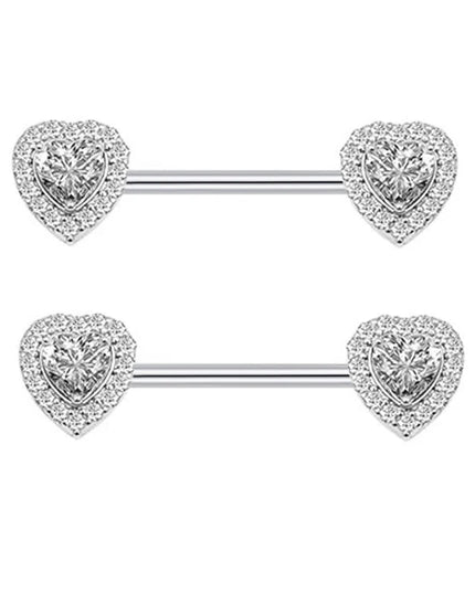2PCS Heart Rings Nipple Ring Barbell Body Piercing Jewelry Sexy Crystal Gifts Love Hearts Nipple Bar Rings Sheild Drop Ship