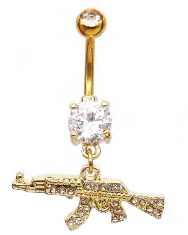 Belly Button rings Gun Dangle navel Ring clear Gem belly button Ring Body piercing Jewelry belly piercing for women
