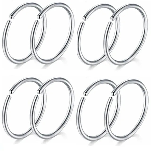 12/24/36Pcs L Shape Nose Ring Curve Pack Crystal Straight Nose Ring Set Nose Stud Lot Piercing Nariz Cuff Nase Pircing Nose Clip
