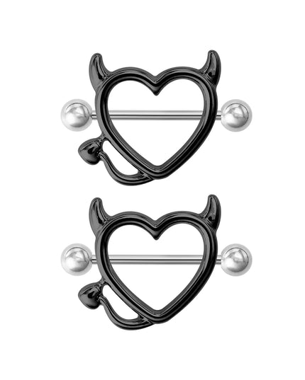 1 Pair 14G Stainless steel Breast Piercing Jewelry Heart Nipple Piercing Bar Nipple Rings Shield Cover Barbell Sexy Piercings