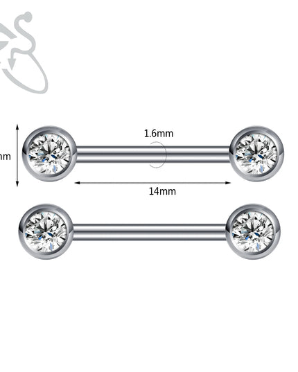 ZS 2PCS Stainless Steel Nipple Piercing Bar For Women 14G Crystal Heart Nipple Shield Ring Horseshoe Barbell Sexy Nipple Jewelry