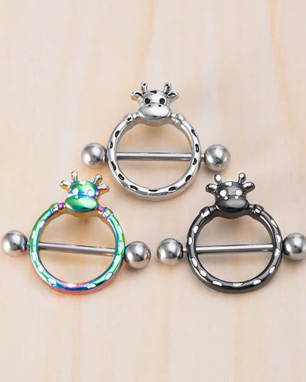 2pcs Stainless Steel Nipple Ring Piercing Barbell Shield Bar 14G Nipple Cover Adult Game for Women Sexy Breast Body Jewelry Gift