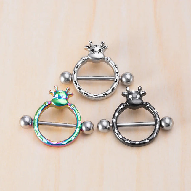 2pcs Stainless Steel Nipple Ring Piercing Barbell Shield Bar 14G Nipple Cover Adult Game for Women Sexy Breast Body Jewelry Gift