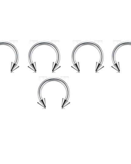 5pcs Stainless Steel Nose Hoop Ring Septum Rings Lip Studs Nostril Earrings Circular Tragus Ear Piercing Horseshoe Body Jewelry