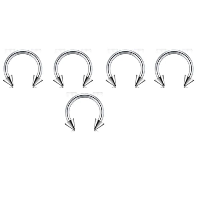 5pcs Stainless Steel Nose Hoop Ring Septum Rings Lip Studs Nostril Earrings Circular Tragus Ear Piercing Horseshoe Body Jewelry