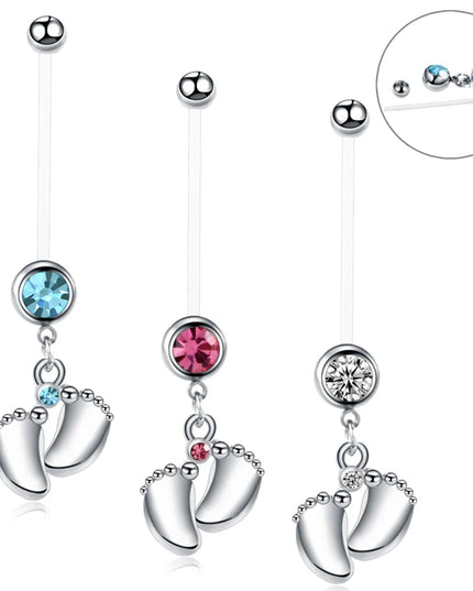 1PC Belly Button Piercing Crystal Ball Butterfly Navel Piercing Stainless Steel Belly Button Ring Cartilage Earring Jewelry