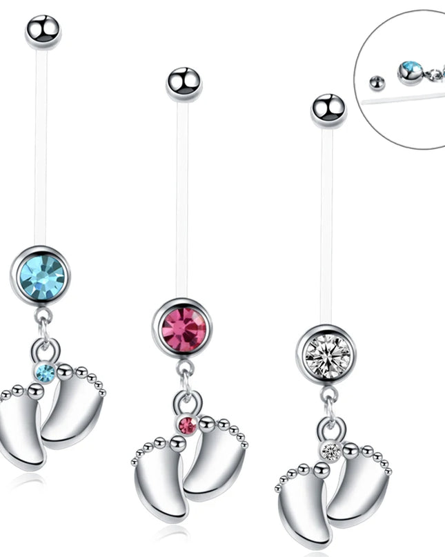 1PC Belly Button Piercing Crystal Ball Butterfly Navel Piercing Stainless Steel Belly Button Ring Cartilage Earring Jewelry