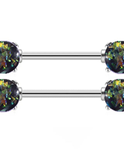 1Pair Stainless Steel Crystal Nipple Piercing Barbell Lot 14Gcharming Opal Nipple Piercing Jewelry Bulk Sexy Nipple Piercing Set