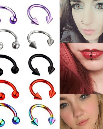Punk C Shape Steel Nose Ring Horseshoe Lip Ring puncture Hook Clip Earrings Septum  No Allergic Body Piercing Jewelry Nose Rings