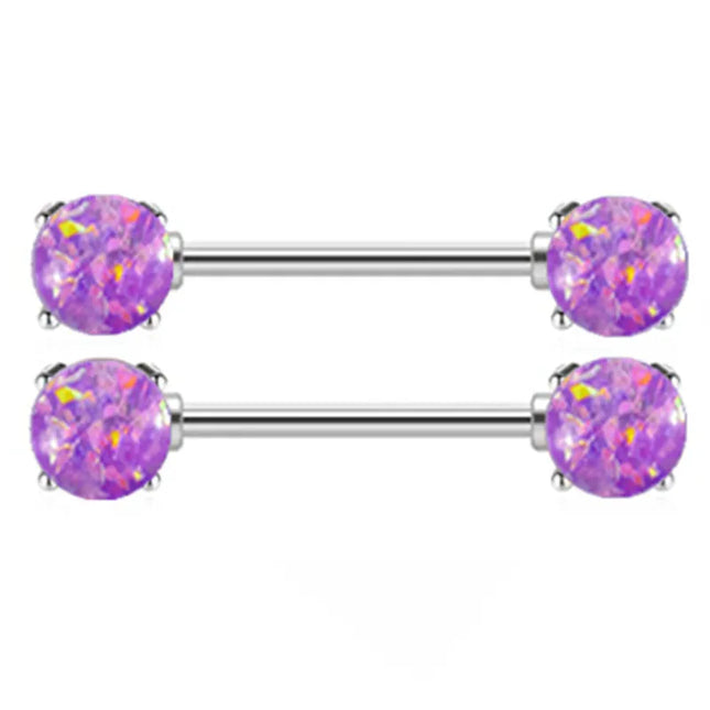 1Pair Stainless Steel Crystal Nipple Piercing Barbell Lot 14Gcharming Opal Nipple Piercing Jewelry Bulk Sexy Nipple Piercing Set