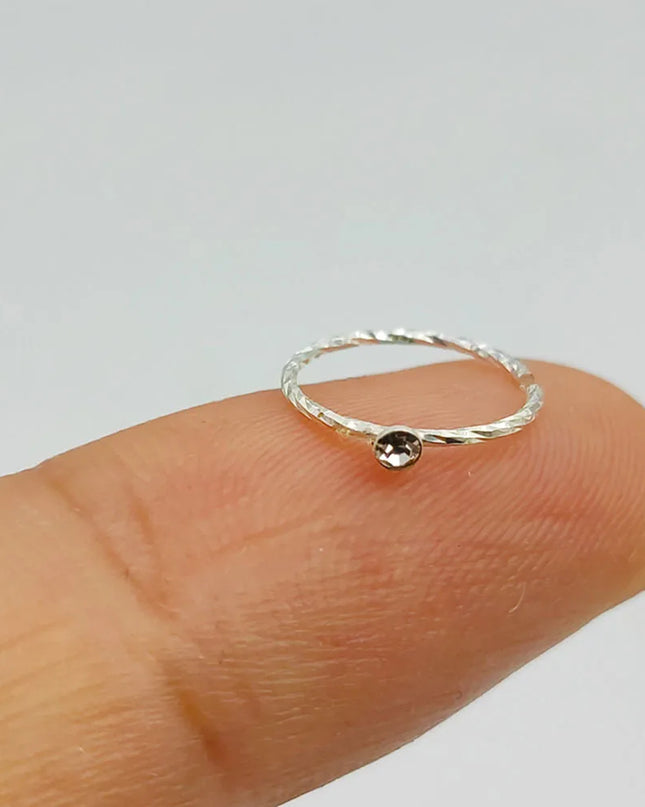 India Nose ring hoop 925 sterling silver thin nose piercing for women men twist zircon cartilage tragus helix hoop earring
