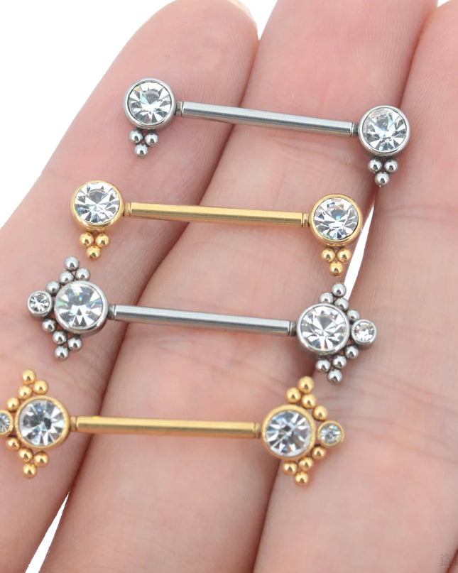 1 Pair 16G 1.2x14mm Plug-in Stainless Steel Barbell Piercing Sexy Women Nipple Piercing Jewelry Unthreaded Nipple Rings No Screw