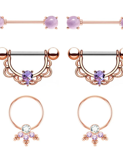 Stainless Steel Heart Nipple Piercing Rings Sets 14G Crystal Tongue Ring Nipple Barbell Lot Sexy Piercing Nipple Body Jewelry