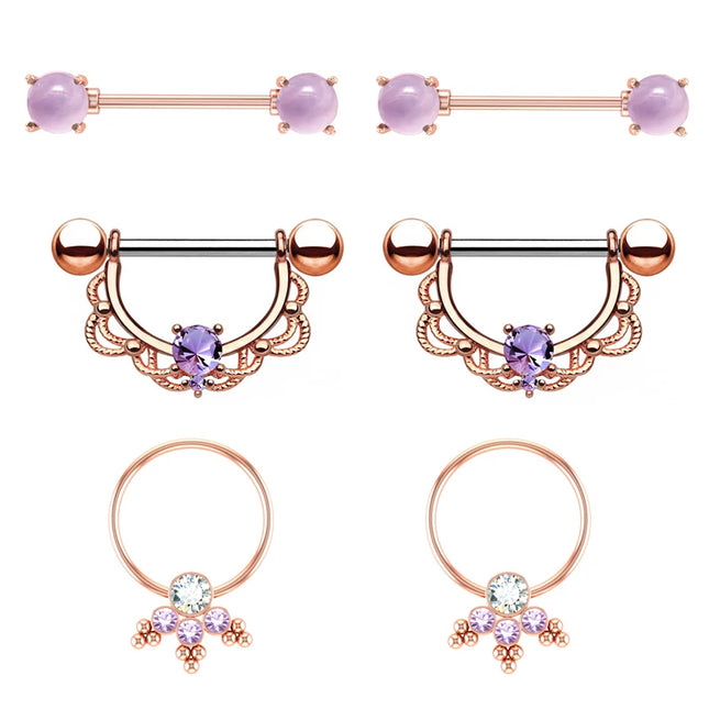 Stainless Steel Heart Nipple Piercing Rings Sets 14G Crystal Tongue Ring Nipple Barbell Lot Sexy Piercing Nipple Body Jewelry
